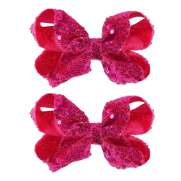 Glitter Red Sequin Bow Hair Clips 4 Inch Sparkly Fashion Bow Hairpin Alligator Barrettes Forth July Christmas Party Dress Decor Accessories Valentines Gift for Girls Kids Children