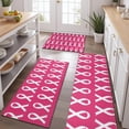thumbnail image 2 of Pink Breast Cancer Kitchen Rugs Sets Of 3,Kitchen Runner Rugs Non Skid Washable,Decorative Kitchen Floor Mats for Kitchen,Sink,Laundry,17"x30"+ 17"x47" + 17"x59", 2 of 6