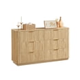 thumbnail image 3 of GUTALOR 55" Wide 6 Drawer Dresser with Curved Wave Design, Modern Walnut Chest of Drawers & TV Stand for Bedroom, Living Room, or Hallway, 55.12" x 15.75" x 31.5", 3 of 6