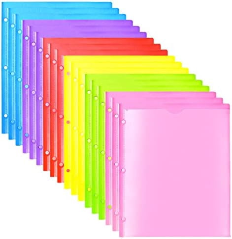 Heavy Duty Plastic Folders with Clear Front Pocket - 18PCS, 3 Pockets Folders with 3 Holes Fits 3 Ring Binder, Includes Card Slot, for Letter Size Sheets, Assorted Bright Colors
