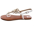 thumbnail image 5 of TOP Moda Berry-9 Women's Embellished Precious Gem Stone Crystal Flat Thong Sandals WHITE 7, 5 of 6
