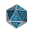 thumbnail image 4 of Set of 7 Deluxe Metal Blue Polyhedral Game Dice Set, RPG Game Dice 7pcs Set of d4 d6 d8 d10x2 d12 d20 Zinc Alloy Dice with Metal Case, 4 of 8