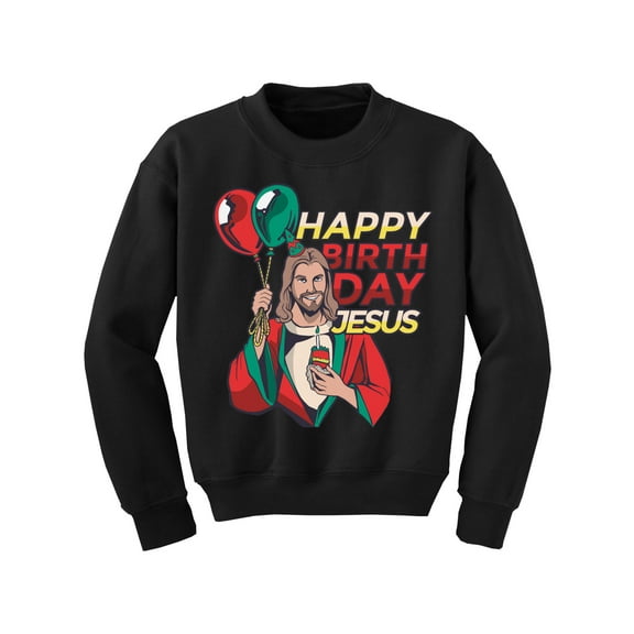 Happy Birthday Jesus Christmas Sweater for Kids Xmas Sweatshirt for Boys Girls Children Funny Jesus Holiday Outfit