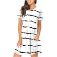 thumbnail image 4 of SHOPESSA Women Summer Tunic Dress with Pockets Short Sleeve Stripe Dresses Round Neck Casual Loose Flowy Swing Shift Dresses for Women, 4 of 7