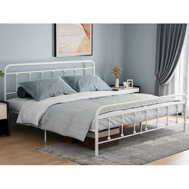 Ikifly King Size Metal Platform Bed, Ikea King Bed Frame No Box Spring