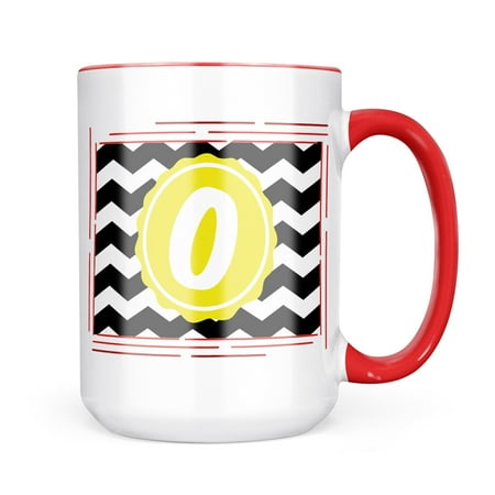 

Neonblond Monogram O Black Yellow Chevron Mug gift for Coffee Tea lovers