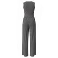 thumbnail image 7 of Women's 2 Piece Business Casual Outfits Striped Button Up Sleeveless Tank Tops with Pants Comfy Set Black XL(XL), 7 of 7
