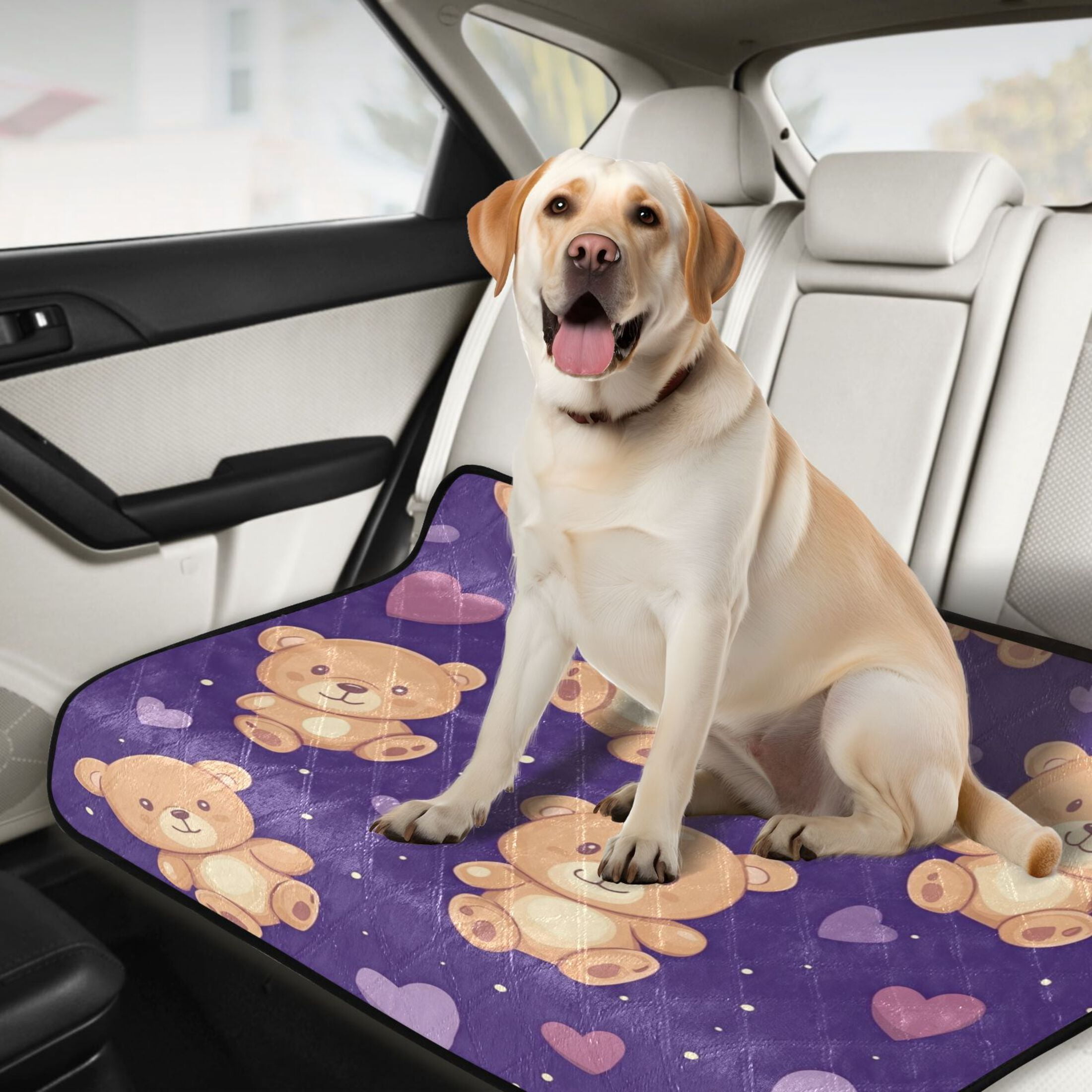 Qxltty Cute Teddy Bear and Heart Pattern Cat litter Pads Pet Set of 3 Diaper Mats Center Anti-leakage Layer Absorbent Soft and Comfortable