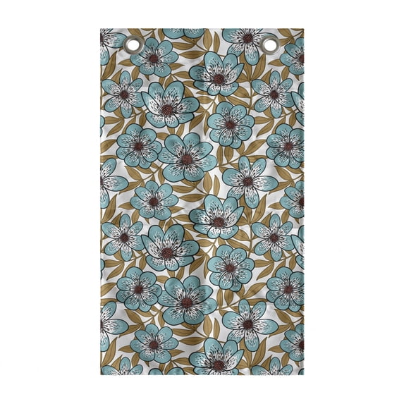 Floral Hanging Pocket Organizer, Continuous Flowers Pattern Vintage Look Calm Tones Illustration, Printed Polyester Storage Bag with Pockets, 21" x 31", Pale Teal Pale Brown