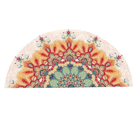 TIELUTT Bohemian Style Semi Circular Floor Mat Ethnic Wind Entrance Door Foot Mat Household Bathroom Bedroom Carpet Rug Thin Blanket Throw Plaid Throw Blanket Fall Colors Labor Day Rugs Softest Blanke