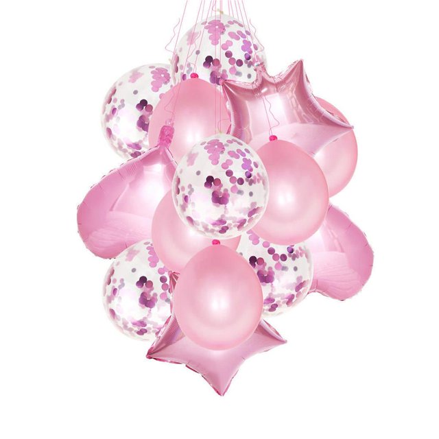 Ounissouiy 14 unidades/juego de globos de confeti múltiples para decoración del hogar, globos de fiesta, bodas, cumpleaños, decoración de banquetes, Kits de decoración para fiestas rosado