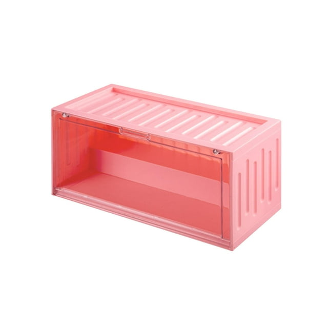 Milaget Figurines Collection Display Case Dustproof Storage Box for Dolls Action Figures Pink