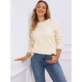 thumbnail image 4 of DARING DIVA Crewneck Fall Chunky Cable Knit Pullover Sweater XS Beige, 4 of 6
