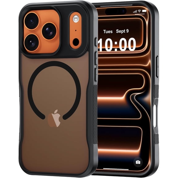 for iPhone 17 Pro Case, Compatible with MagSafe, Translucent Matte Shockproof Anti-Slip Anti-Fingerprint Pocket-Friendly Phone Case Cover - Black