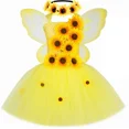 thumbnail image 3 of Vestido de princesa de hadas con girasoles para otoño e invierno para niñas, conjunto de disfraz para fiesta de Acción de Gracias, vestidos de tutú amarillos para niñas con flores, 3 of 5