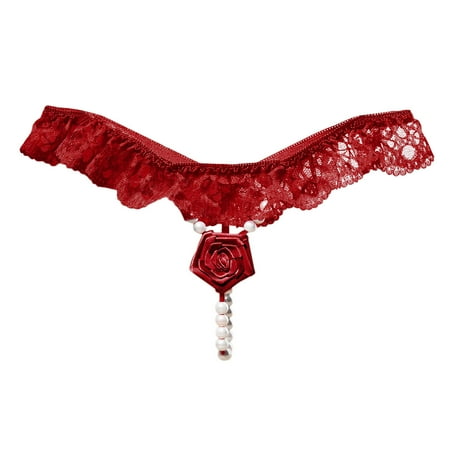 Crotchless Lingerie for Women 1PC Wine Lace Underwear No Show Underwear For Women Thong Lace Thongs for Women One Size