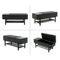 thumbnail image 3 of Guyou Storage Bench Sherpa End of Bed Ottoman Bench with Wooden Shoe Rack and Coffee Table, Modern Upholstered Long Seating Bench Entryway Bench for Hallway Foyer Living Room Bedroom, Black, 3 of 9