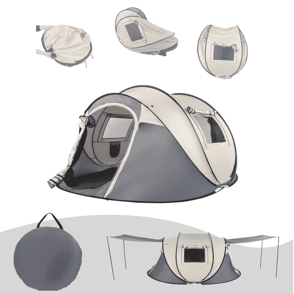 HALLOHII Lightweight 2-4 Person Pop up Tents for Camping , Beach, Backyard, Hiking,Khaki