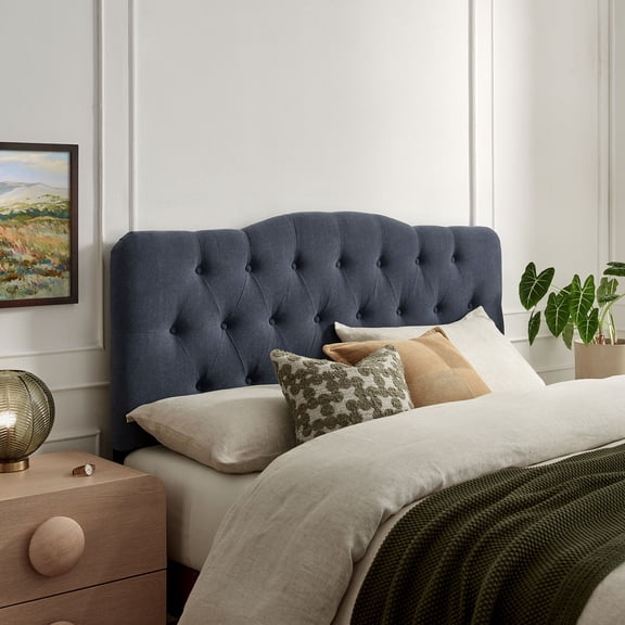 Annabel Premium Linen Blend Queen Headboard in Denim