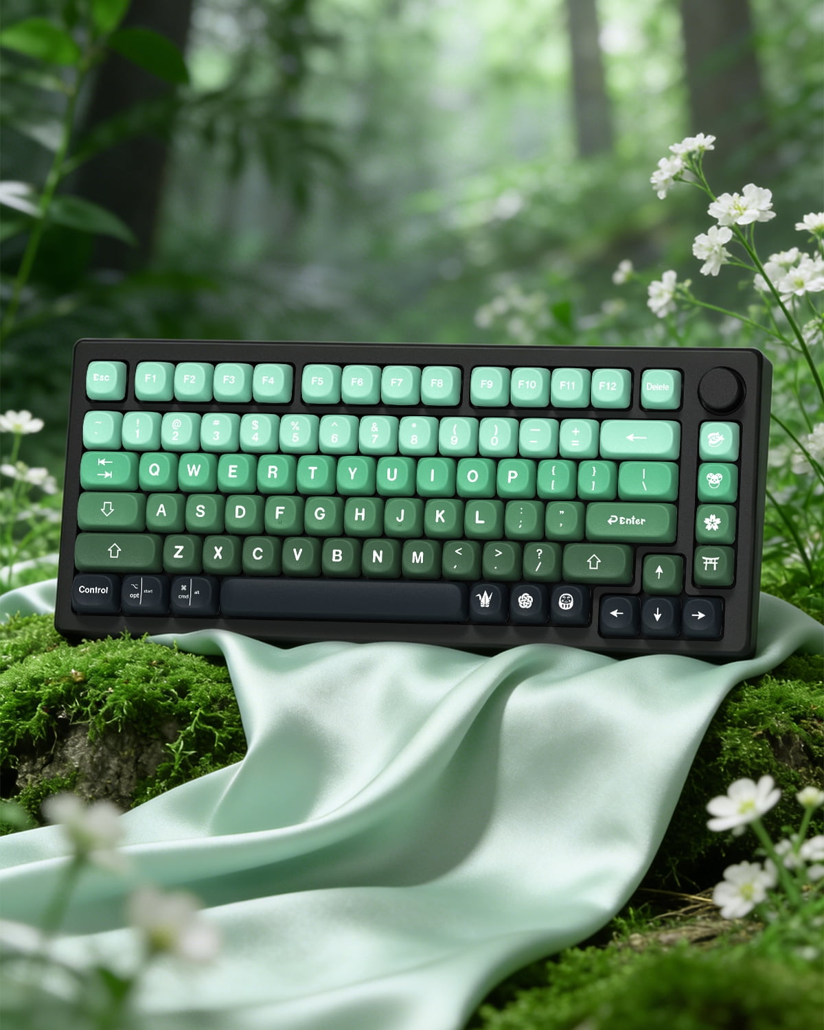 COSTOM Matcha Gradient Green PBT Keycaps, MOA Profile Cute Custom Keyboard Keycaps Janese Style 5 Side Dye Sublimation, 132 Keys Set for 60% 65% 75% 80% 100% Cherry Gateron MX Mechanical Keyboard