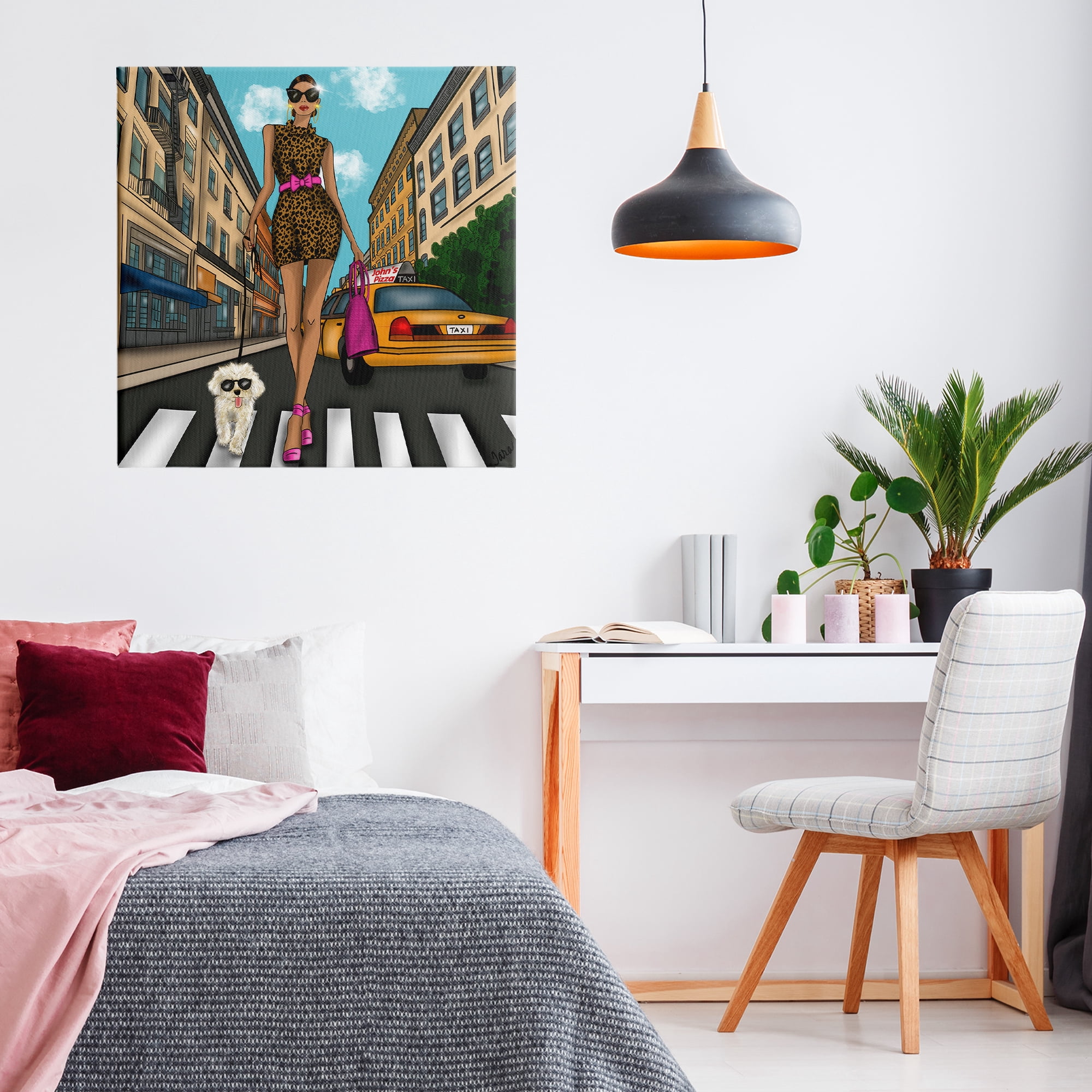 Stupell Industries Fashion Girl in Big City Canvas Wall Art, design by Tara Boone