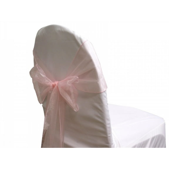 6 Chair Bow Organza Sashes Chair Wedding Party Bows 9" x 10ft - Light Pink