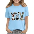 thumbnail image 6 of CYRBOKO Kids Easter T-shirts, Short Sleeve Casual Holiday Cotton Girls Summer Tops Sky Blue Size 4-5 T, 6 of 8