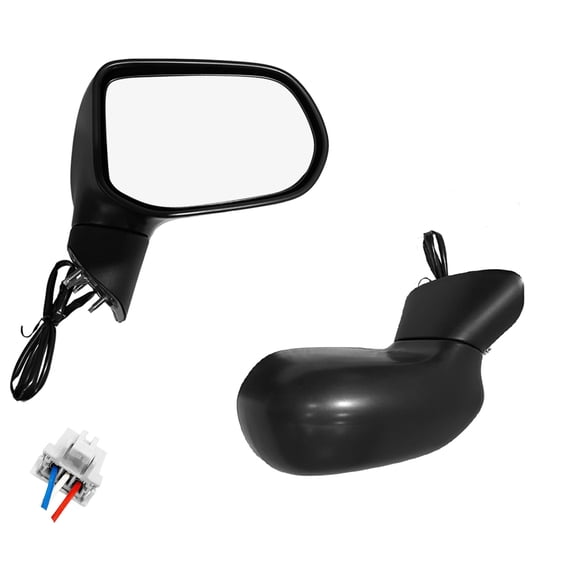 Pair of 2 Left Driver-Right Passenger Side Power Foldaway View Mirror Black Textured For 2006-2011 Honda Civic