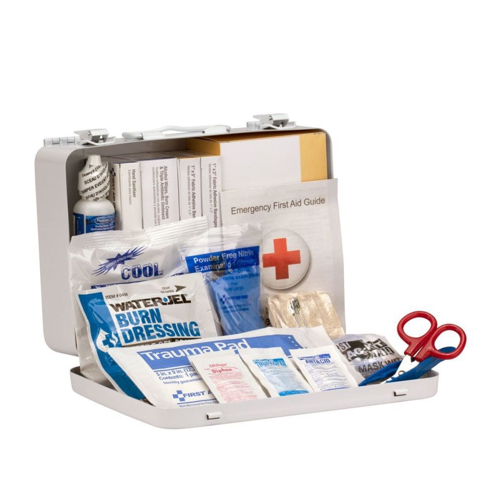 25 Person Vehicle First Aid Kit, Metal Weatherproof Case, ANSI Compliant