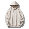thumbnail image 3 of Solid Long Sleeve Sweatshirt for Men Winter Hooded Pullover with Pockets Plus Size Casual Loose Tops, 3 of 5