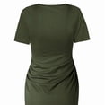 thumbnail image 6 of ZEHJUHAN Women's Solid Color Round Neck Short Sleeve with Cross Hem Ruffles Slim Fit Summer T-Shirt Dress Green，XL, 6 of 8