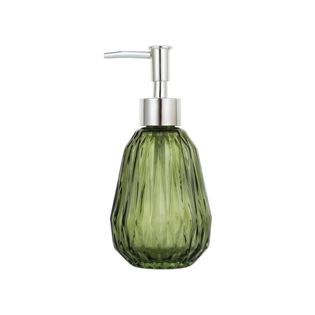Textured Glass Soap Dispenser Refillable Liquid Hand Soap Bottle for Bathroom, 2.95x5.71 Inch