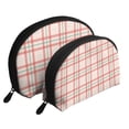 thumbnail image 1 of YFYANG 2 Piece Women's Portable Makeup Bags, Red Pink Plaid Stripes Clutch Travel Toilet Bags Cosmetic Organizer, 1 of 7