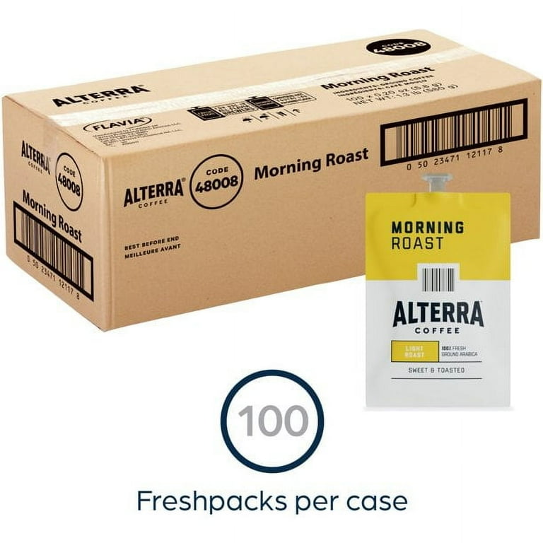 Alterra Morning Roast Coffee Freshpack, Morning Roast, 0.28 oz Pouch, 100/Carton Alterra Morning Roast Coffee Freshpack, Morning Roast, 0.28 oz Pouch, 100/Carton