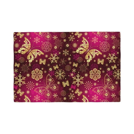 

Placemats Set of 4 Golden Snowflakes And And Butterflies Heat Resistant Non - Slip Place mats Waterproof table mat for Kitchen Dining-4片装