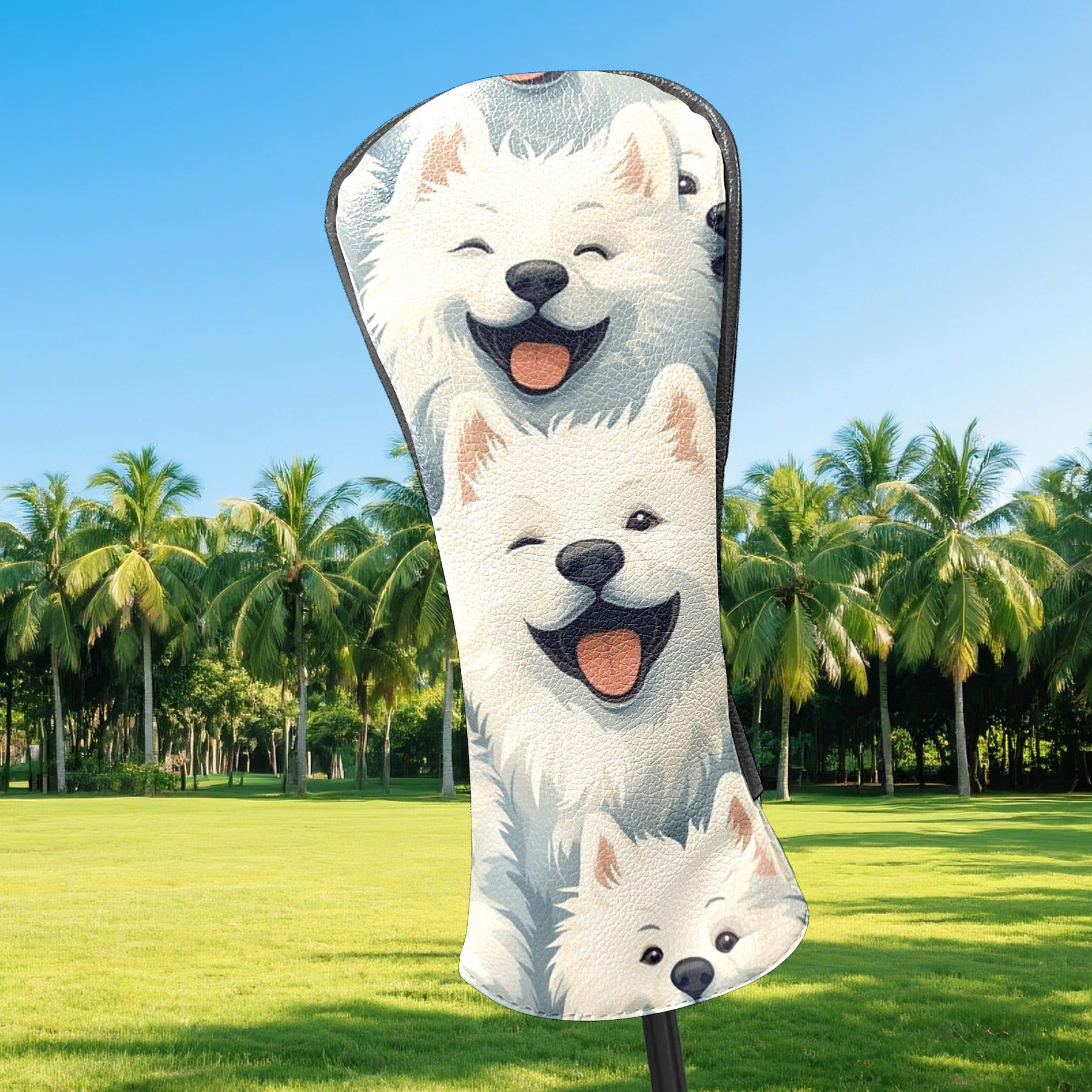 Golf Club Head Covers - Funny Cute Animal Dog Design, PU Leather, Waterproof, Fits Fairway Woods/Hybrid, Unisex, Fits Most Brands