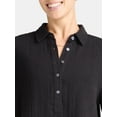 thumbnail image 4 of Time and Tru Women's Cotton Double Cloth Cropped Shirt, Size XS-XXXL, 4 of 5