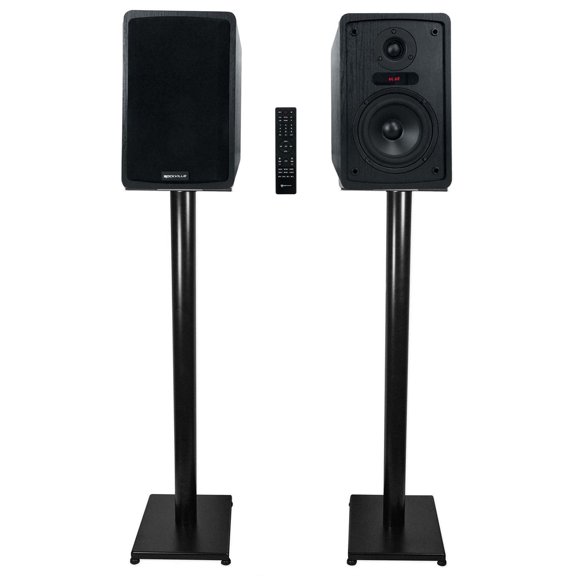 Rockville ELITE-5B 5.25" Powered Bookshelf Speakers Bluetooth/Optical 37" Stands