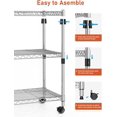 thumbnail image 6 of 3-Tier Heavy Duty Storage Shelves 750Lb Capacity, 24.02" D x 13.78" W x 21.97" H Shelving Unit for Pantry, Garage, Laundry and Kitchen, Chrome, 6 of 16