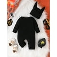 thumbnail image 3 of ZINTAOZT Newborn Baby Boy Halloween Outfits Skeleton Skull Romper with Hat Long Sleeve Jumpsuit Playsuit 0-18M, 3 of 8