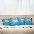 thumbnail image 3 of Ambesonne Blue Throw Pillow Cover 4 Pack, Greeting Text Party Hats, 16", Multicolor, 3 of 6