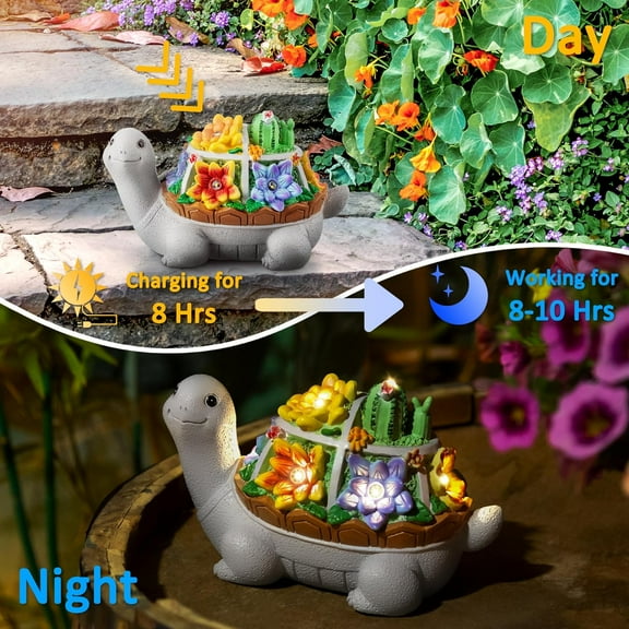 OPVM-Turtle Garden Decor for Outside Solar Statue Outdoor Clearance, Cute Turtle Solar Statues with LED Lights Lawn Ornaments Decorations for Patio Yard Birthday Gifts