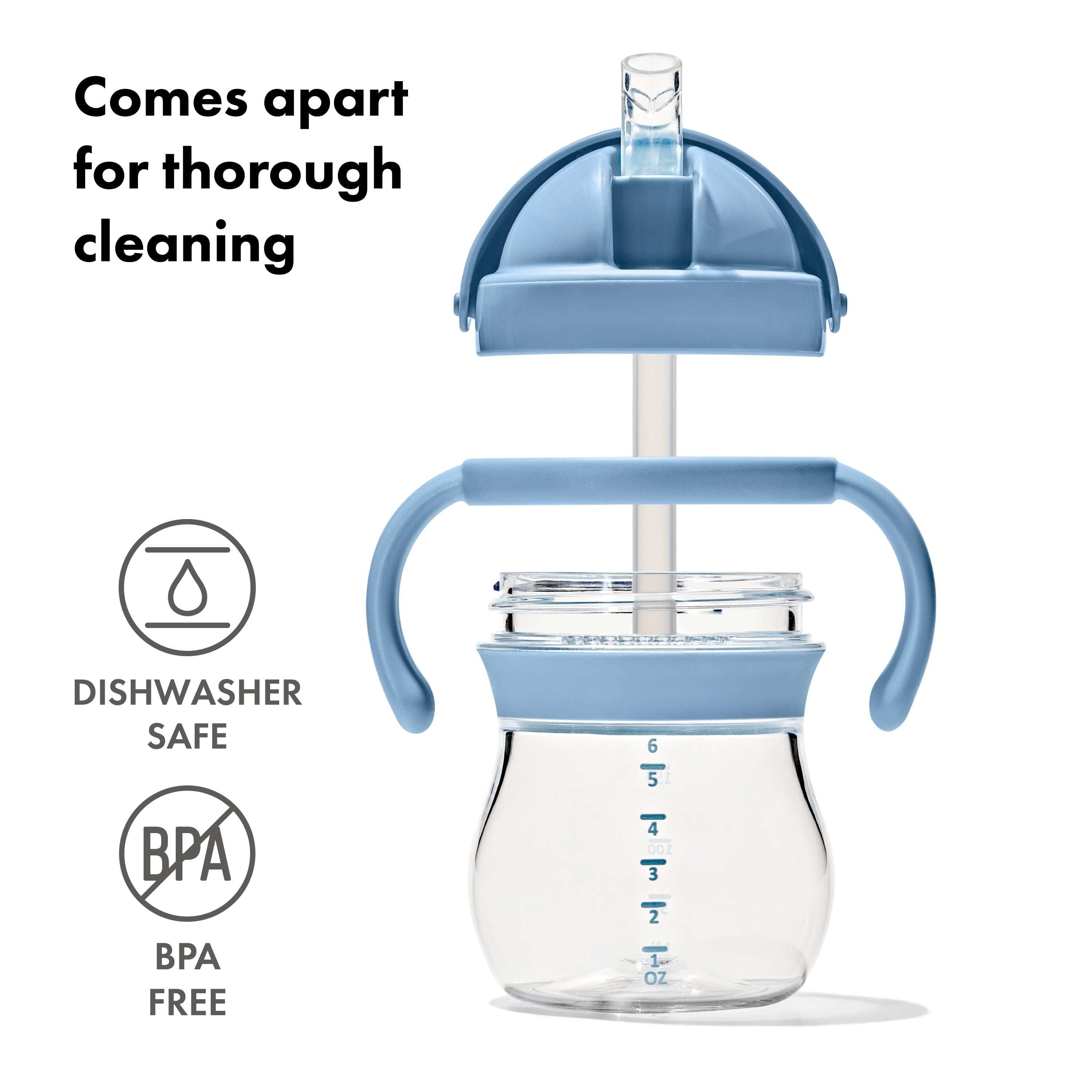OXO Tot Transitions 6 oz Straw Cup with Removable Handles, Dusk