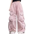 thumbnail image 2 of UACY Girls Cargo Pants Wide Leg Cute Cargo Pants with Bow Decor Multi Pockets, Drawstring Elastic Waist Loose Fit Casual Pants for Girls Daily Wear, 2 of 6