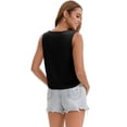 thumbnail image 4 of DARING DIVA Women's High Low Sleeveless Flowy Tank Top Athletic Yoga Workout Shirt S Black, 4 of 7