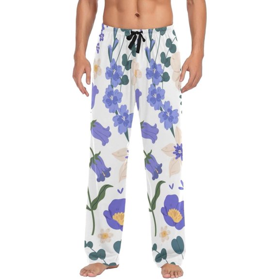 Floral Pattern Ghost Pajama Pants, Men's Lounge Pants Light with Drawstring and Pockets, Christmas New Year Birthday Father's Day Gifts