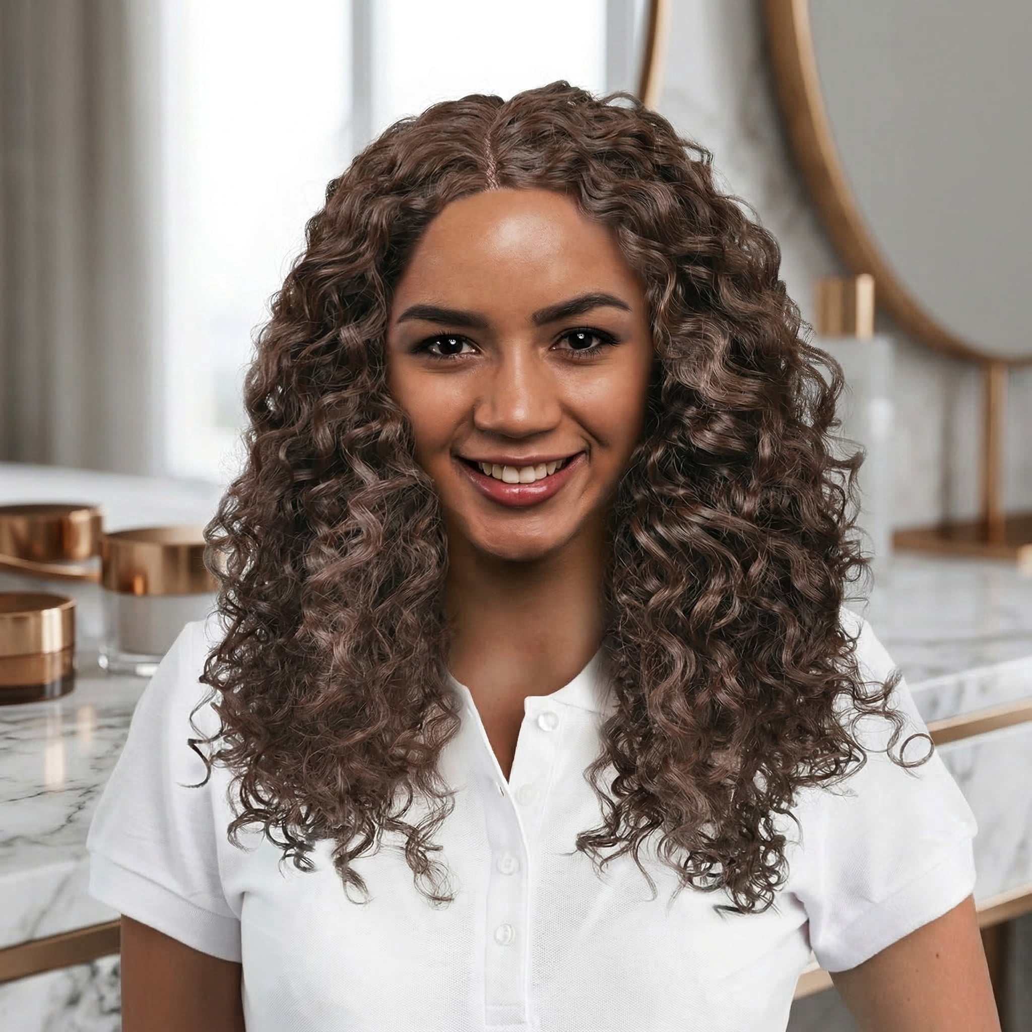 Catalonia Long Kinky Curly Wig Lace Front,Synthetic Fiber Deep Wave Hair Replacement Wig 19 Inch