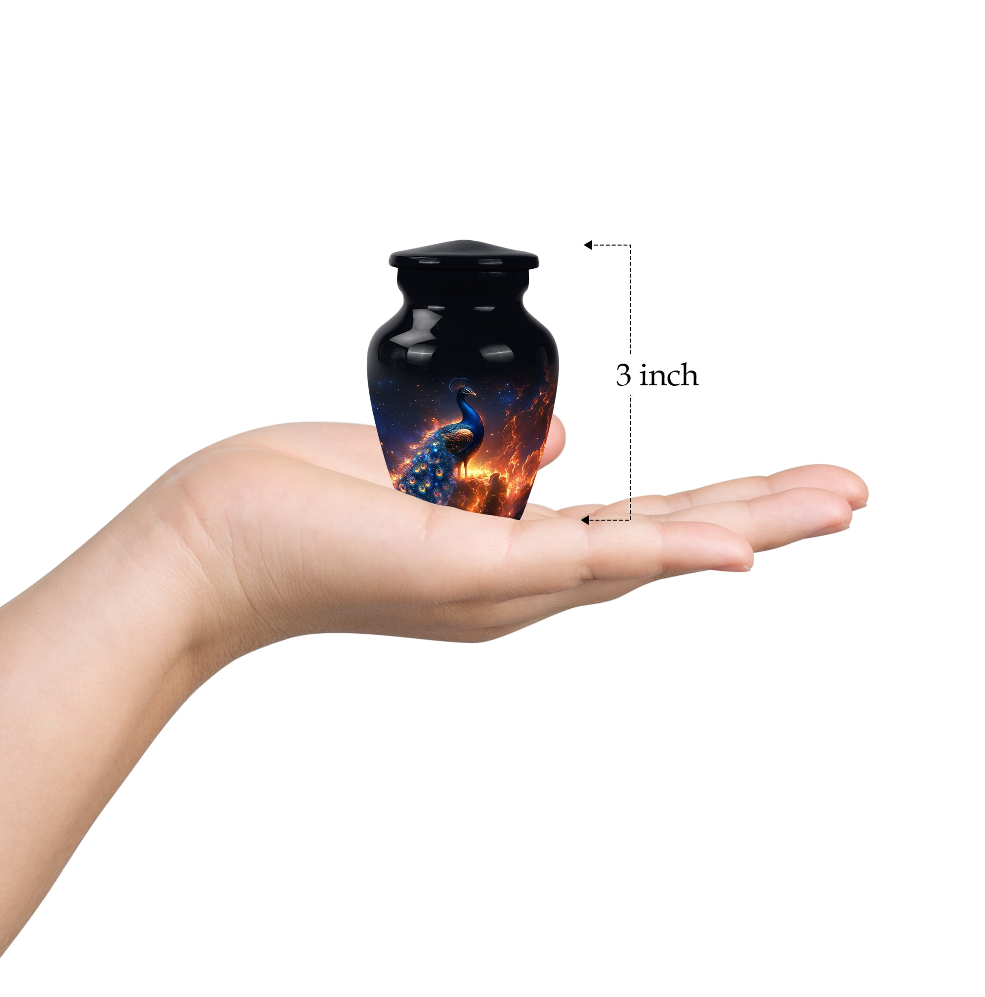 Peacock Mini Cremation Urns for Human Ashes, Funeral Urn, Small Urns for Human Ashes Keepsake, Urn for Ashes for Women(Size - 3inch, 4 Pcs)
