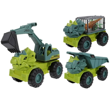 BRIGHTFUFU Dinosaur Shaped Engineering Vehicle Toys Multi 1 Set 8.3x4.7x3.9in