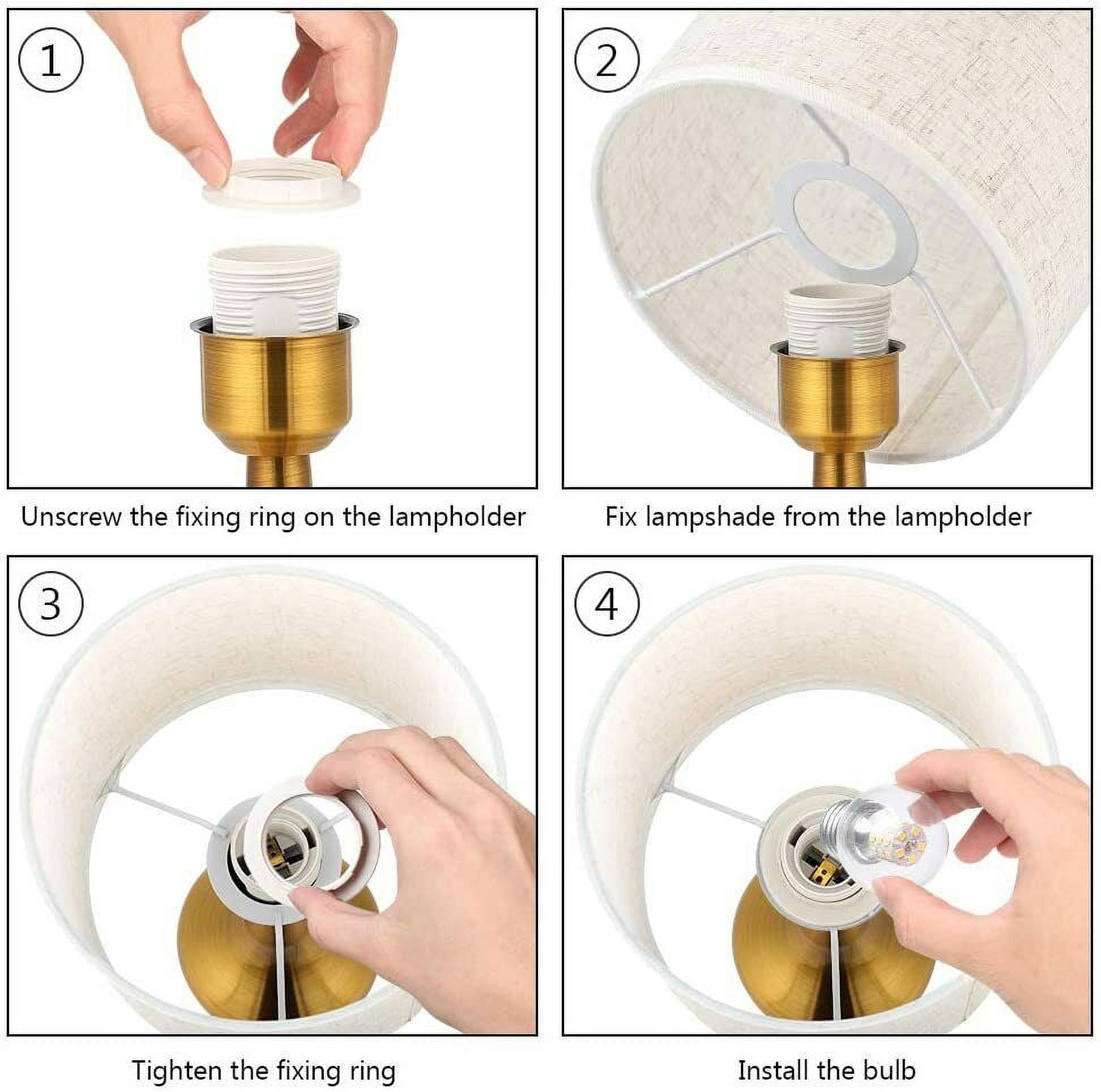 Set of 2 Gold Table Lamp Bedside Desk Light Nightstand Reading Lamp Modern Decor